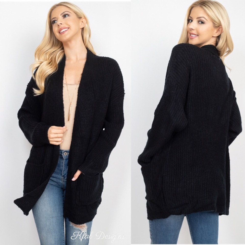 ❤️LAST 1! Black Super Soft Pocket Cardigan - Picture 2 of 5